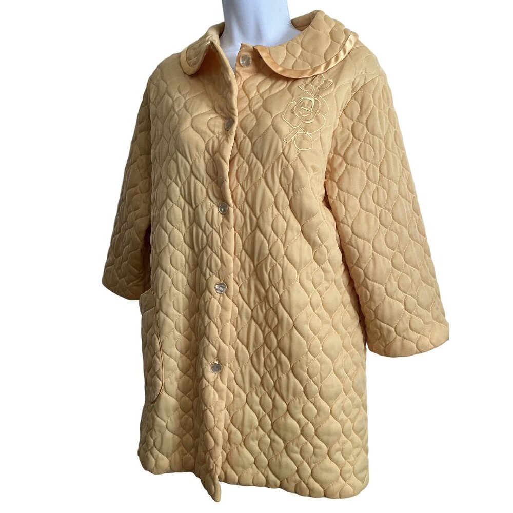 Granny Core Button Up Yellow Waffle Jacket Pajama Top 1930s Antique JCPennys